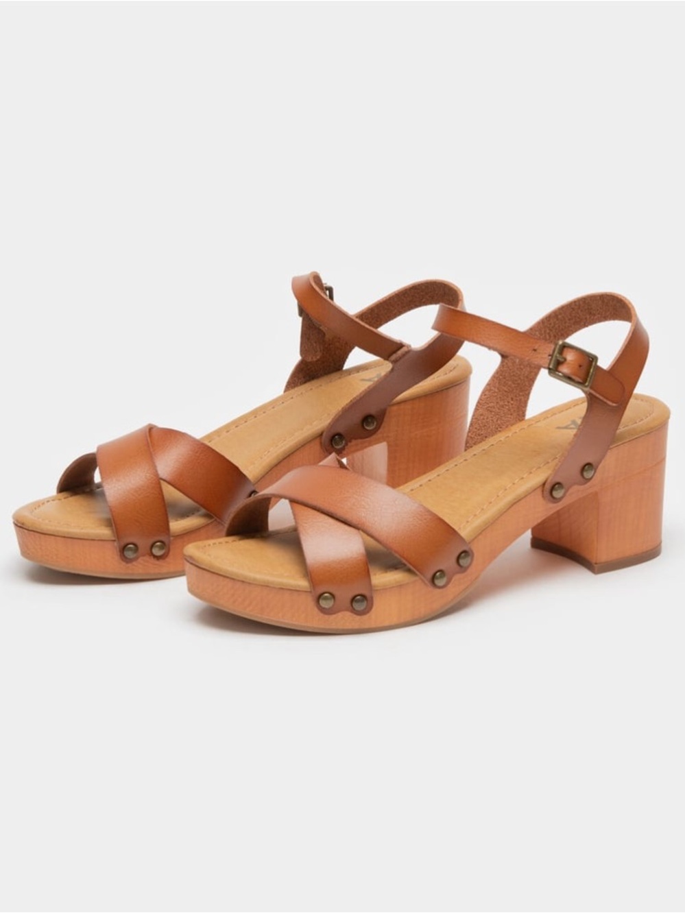 MIA Susan Platform Wooden Clog Sandals in Brown Tan Size 8.5